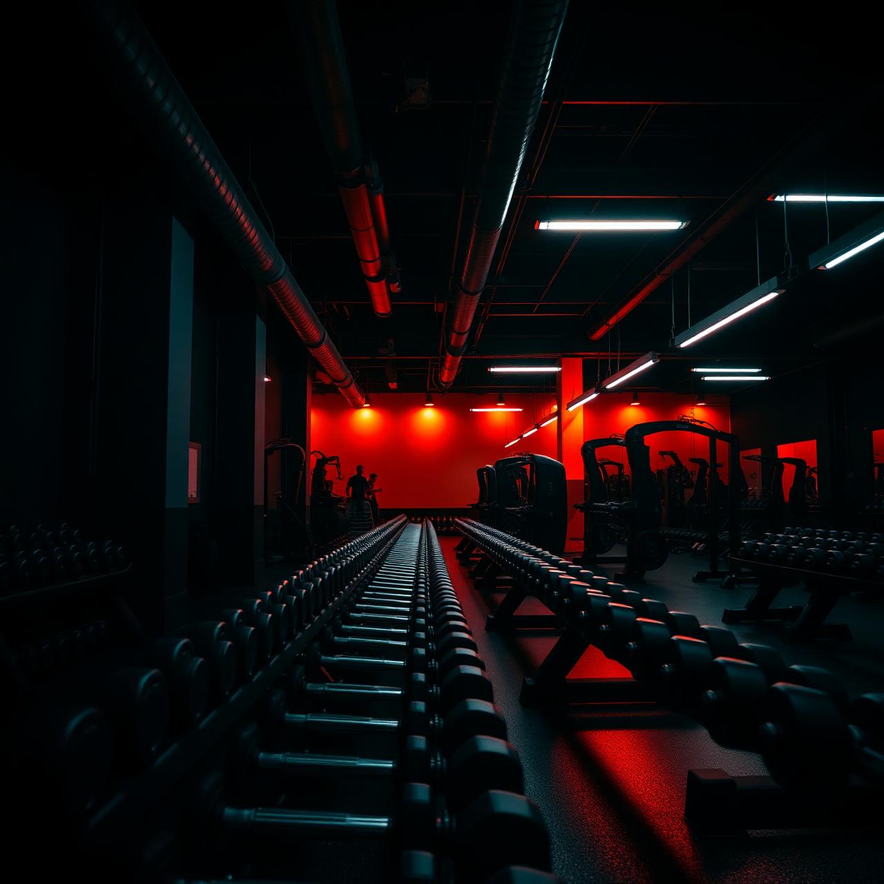 R.T. Fitness Club gym interior with dumbbells and equipment